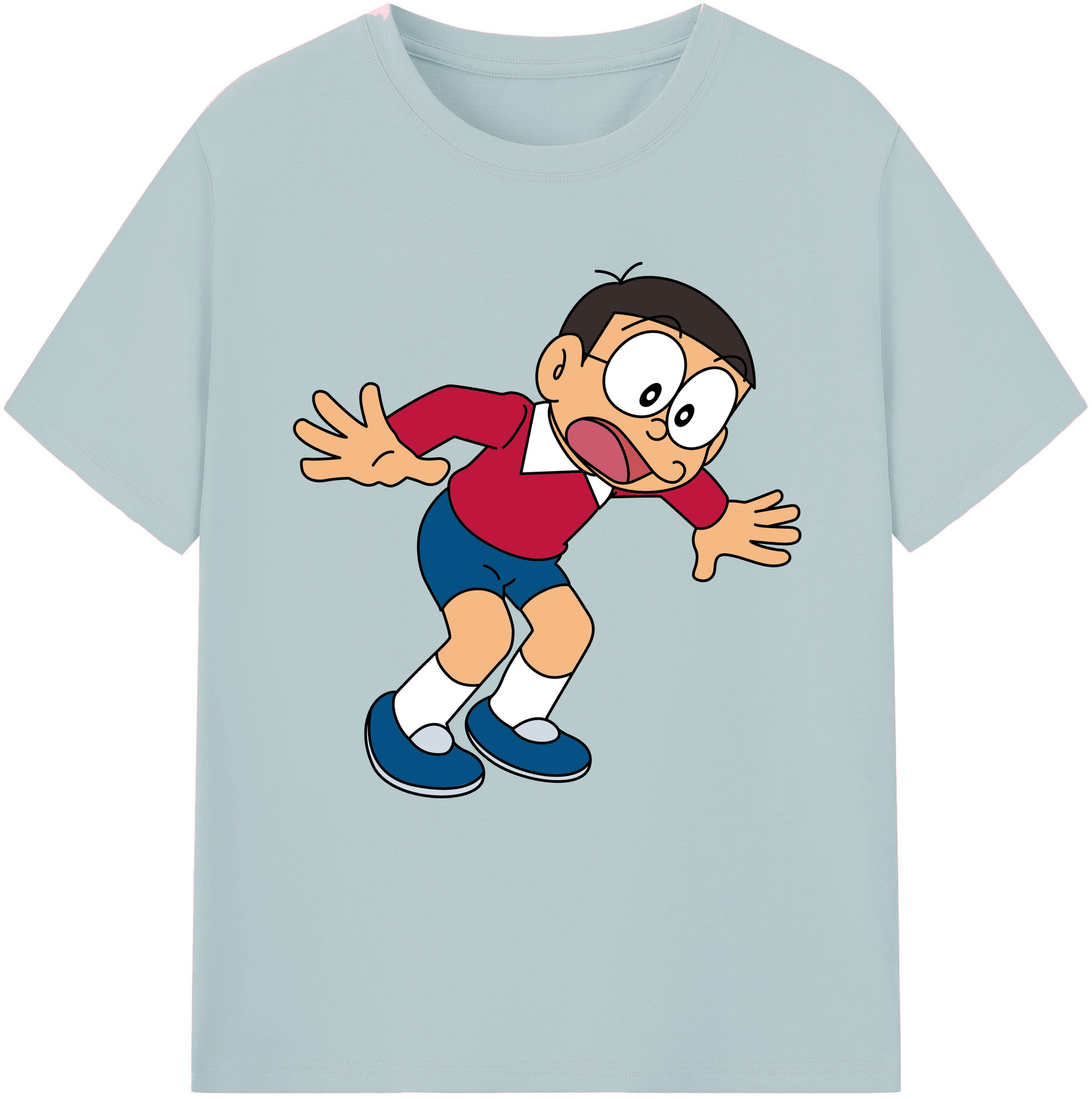 （画像用） ドラえもん 野比 のび太 Doraemon Nobita Nobi 綿100％半袖Tシャツ（フロントプリント）